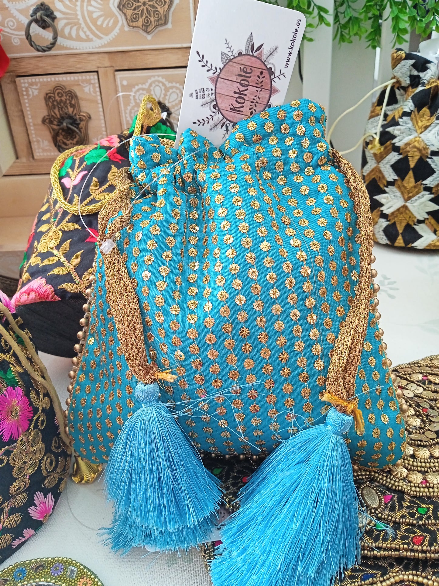 Bolso saco azul turquesa