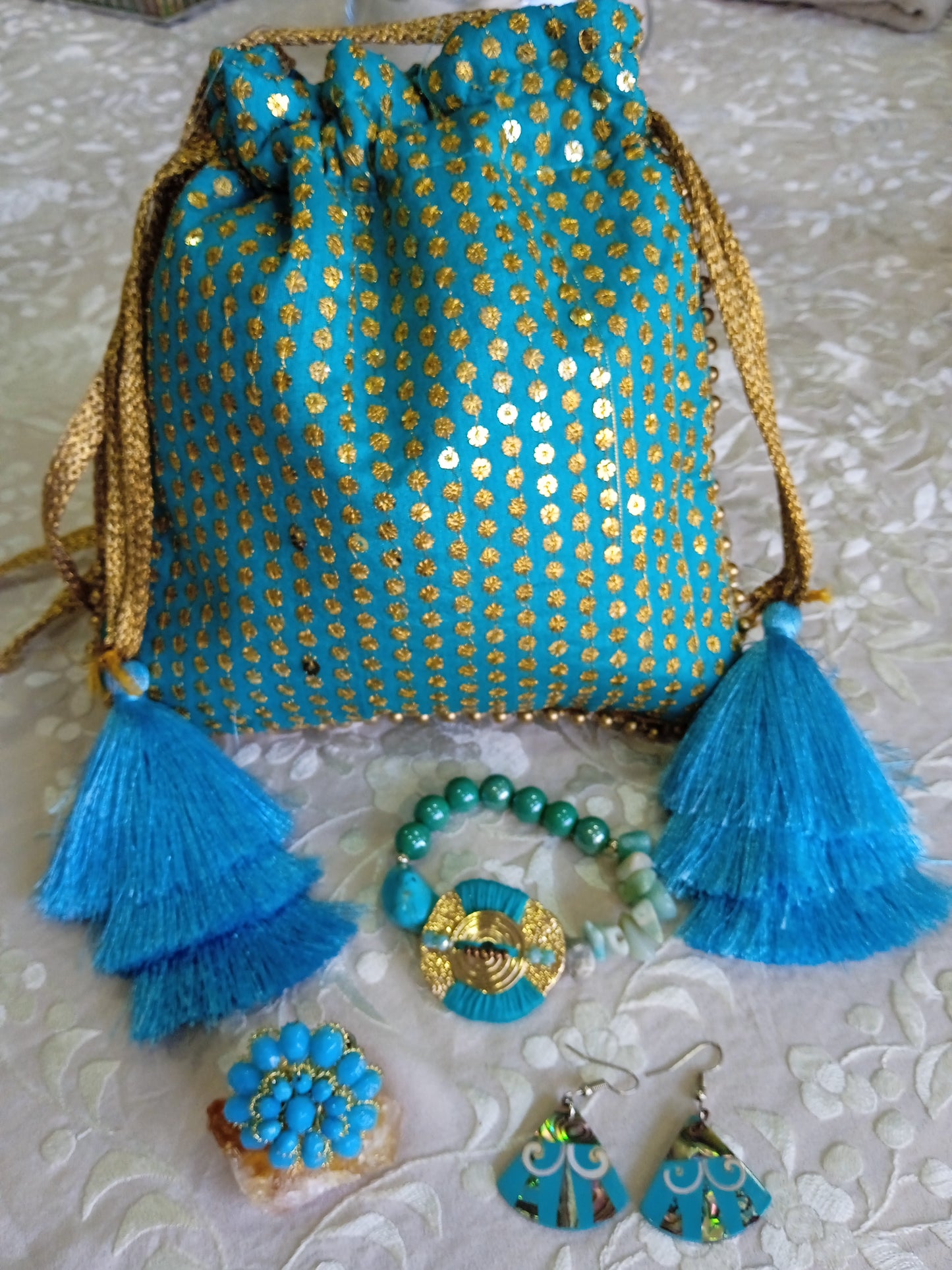 Bolso saco azul turquesa