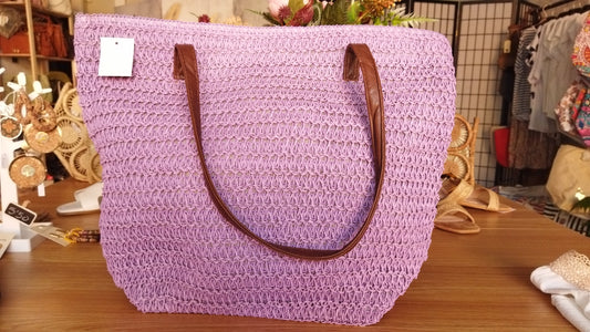 Bolso shopper rafia color lila