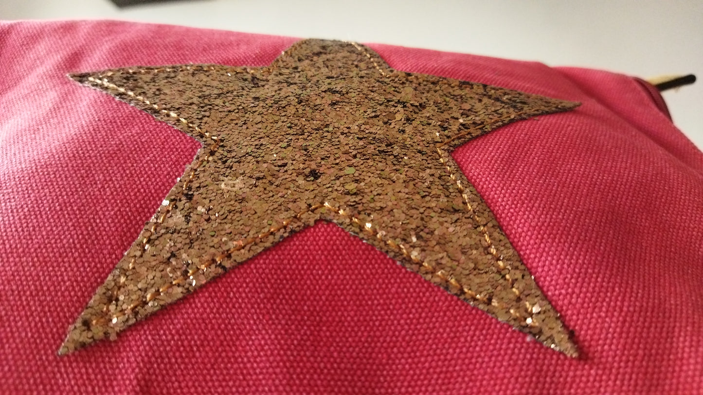 Bolso rojo estrella loneta  con cinta en bandolera