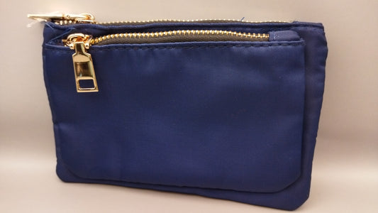 Monedero nailon dos compartimentos color azul marino 16 x 11 cm (dos bolsillos interior)